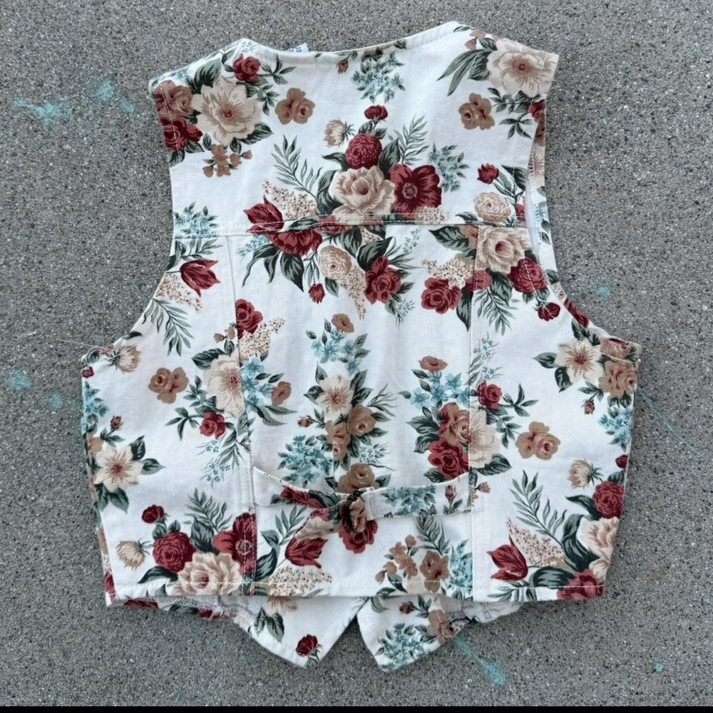 Vintage Morgan Sport floral vest crop vest western cowgirl cowboy medium - Picture 2 of 5